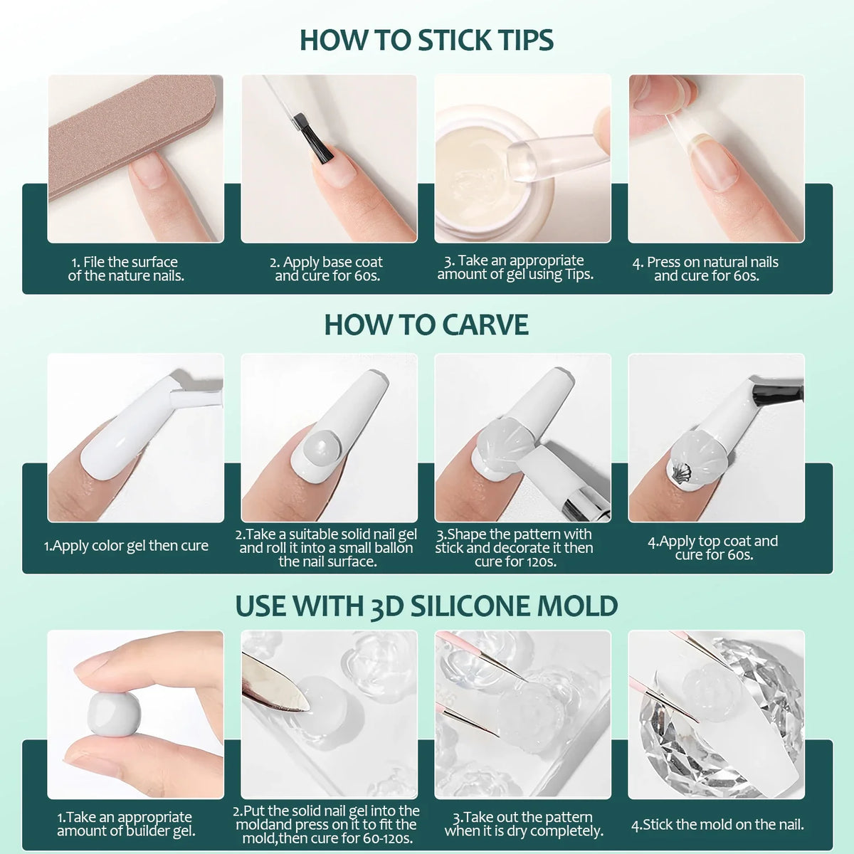 Nailpop Solid Nail Gel Glue for Press On Nails Strong Adhesive Clear Gel Tip Adhesive UV Gel Long-Lasting No Damage 20g (1/3pcs)