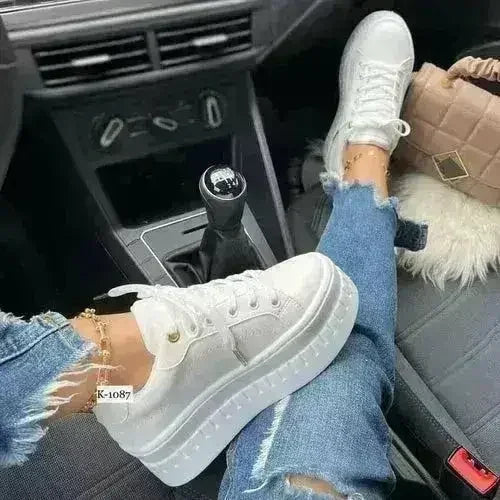 Women's Chunky Platform Sneakers | Casual Flat Shoes - Femstylo