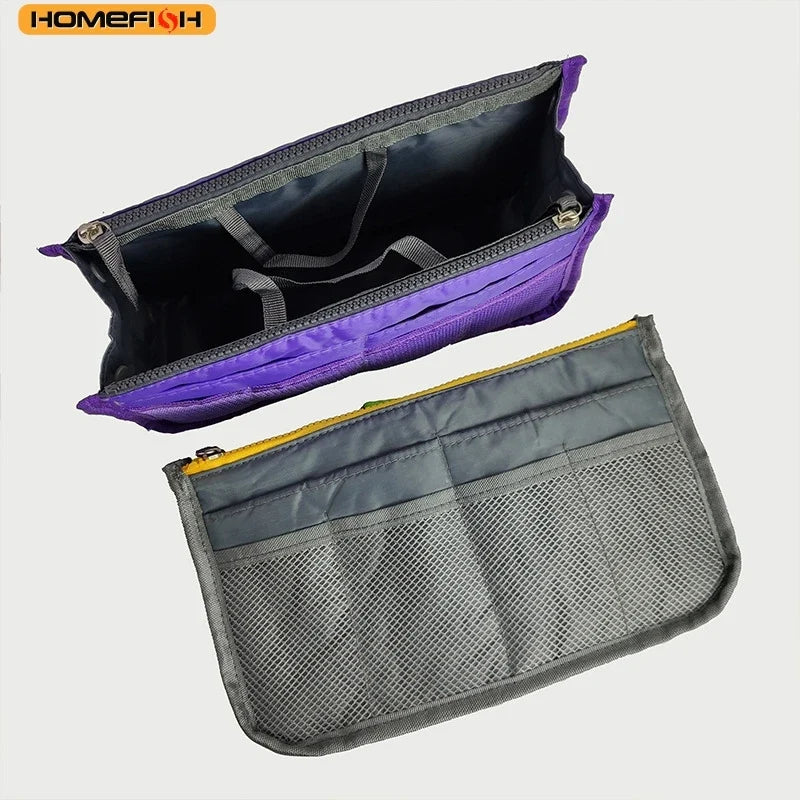 HOMEFISH Multi Functional Large Capacity Makeup Bag Portable Double Zipper Toiletries Travel Storage Bag Mommy Bag Multi Pocket