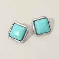 Western Turquoise Square Stud Earrings