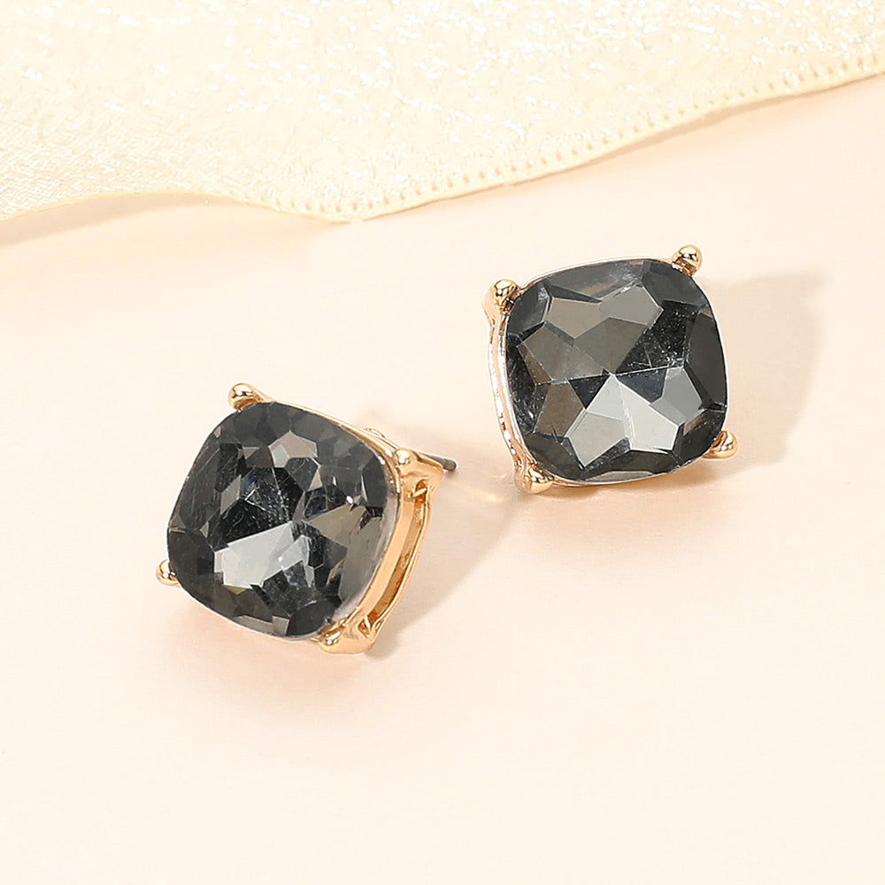 Women's Square Cushion Stud Earrings