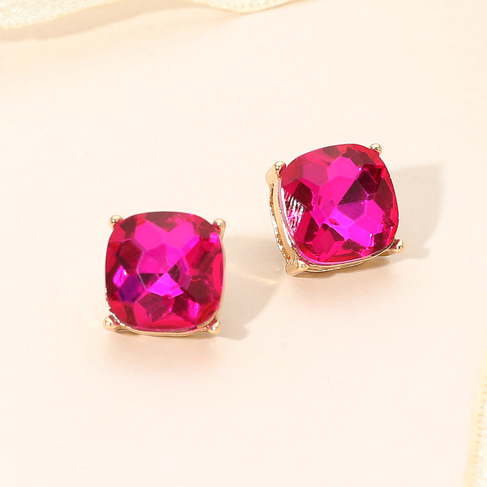 Women's Square Cushion Stud Earrings