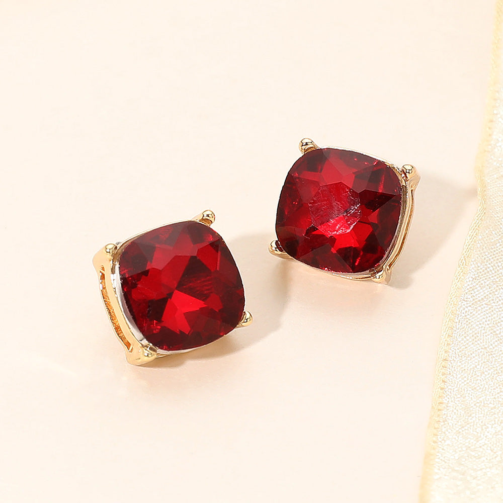 Women's Square Cushion Stud Earrings
