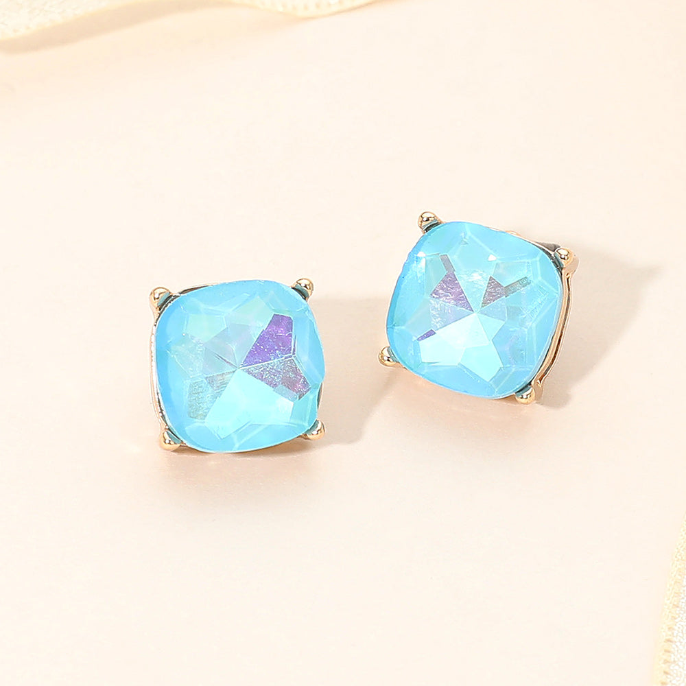Women's Square Cushion Stud Earrings