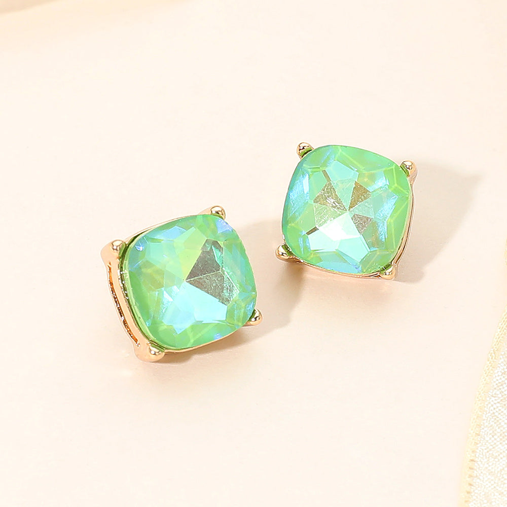 Women's Square Cushion Stud Earrings