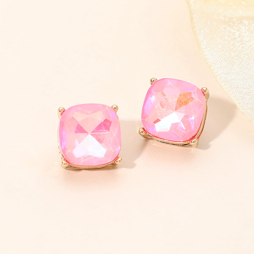 Women's Square Cushion Stud Earrings