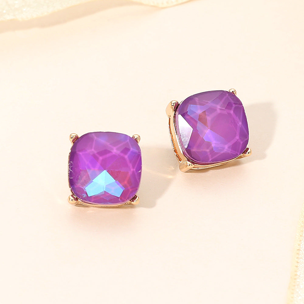 Women's Square Cushion Stud Earrings