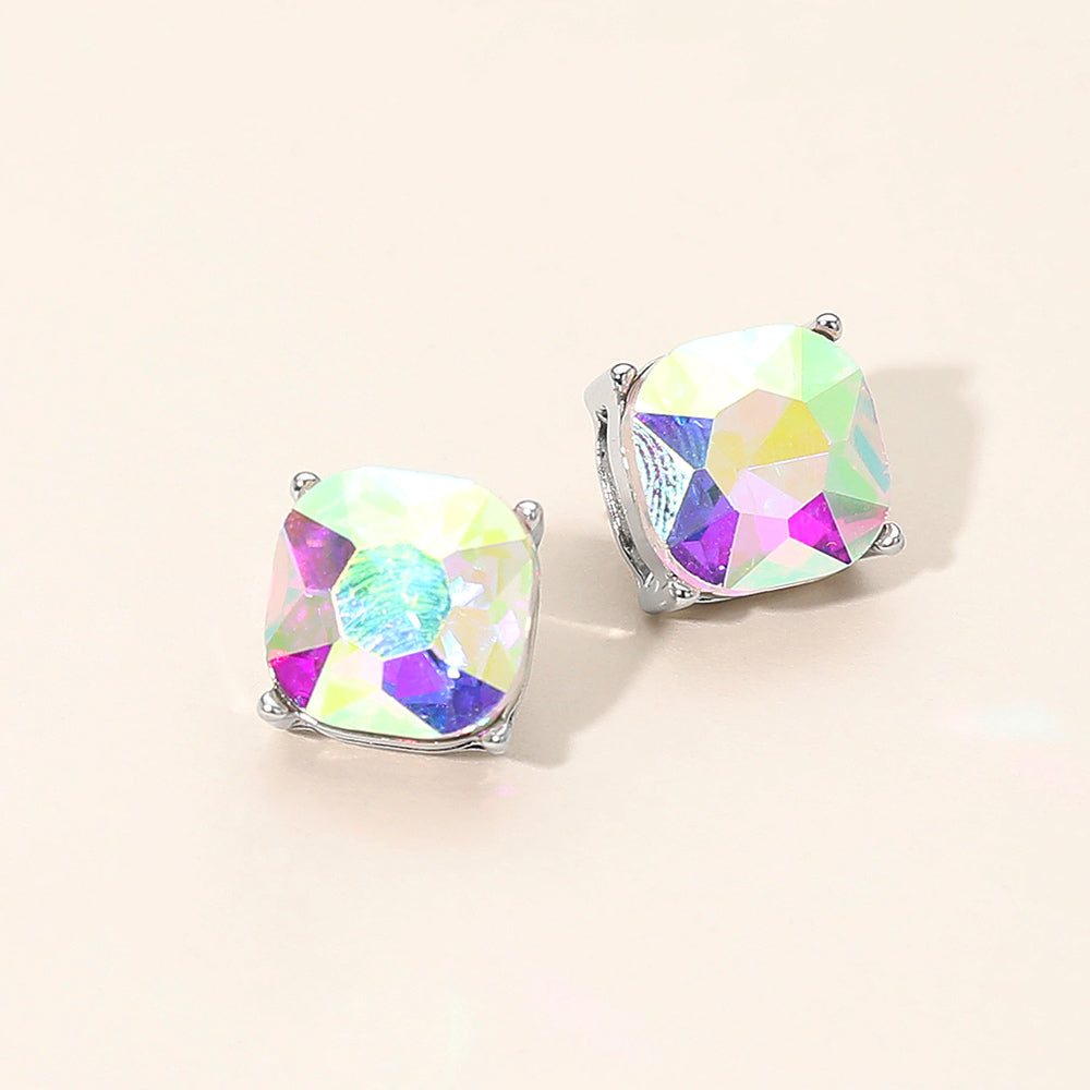 Women's Square Cushion Stud Earrings