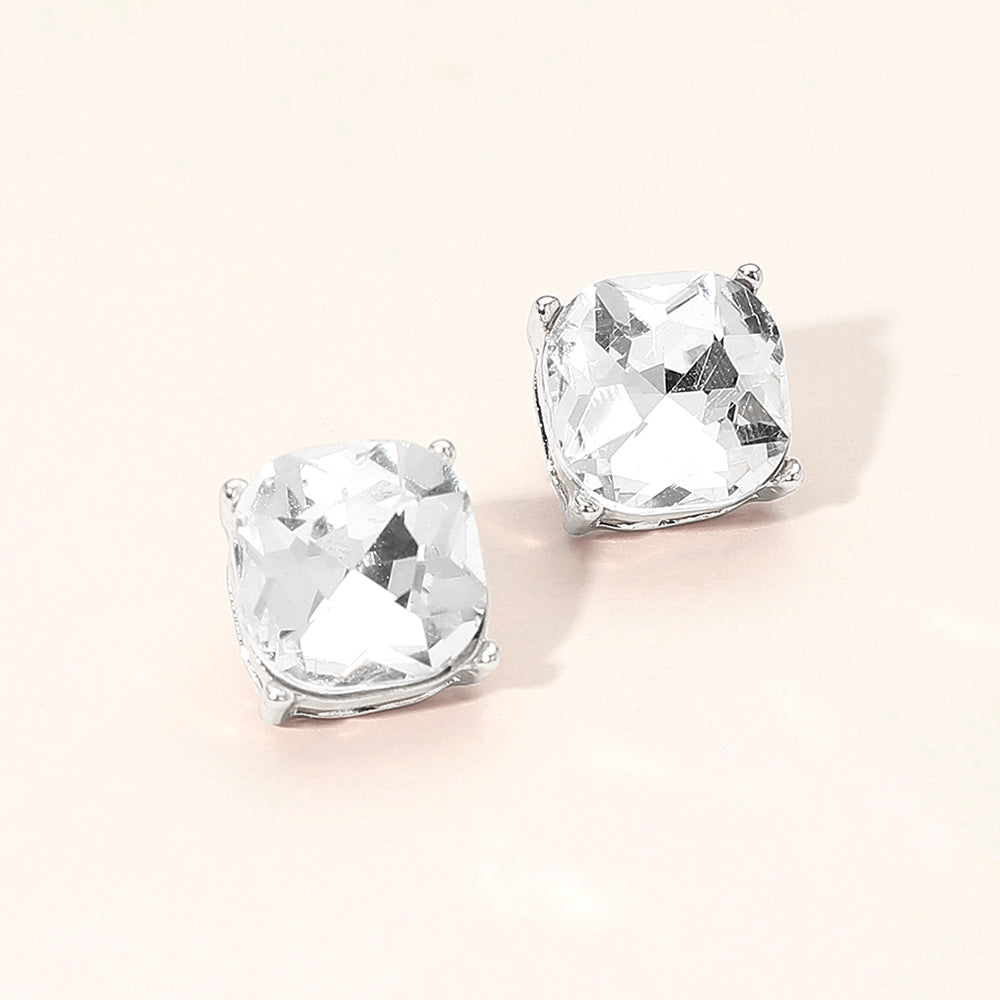 Women's Square Cushion Stud Earrings