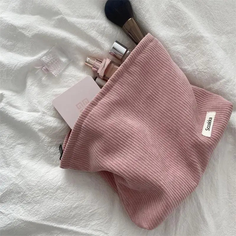 Corduroy Makeup Bag for Female Internet Celebrity, Large Capacity Lipstick Makeup, Change, Mobile Phone, Handheld Bag