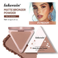 Lakerain Matte Bronzer Powder Long Lasting Makeup Effect Waterproof Sweatproof Setting Powder Oil Control Bronzer Face Makeup