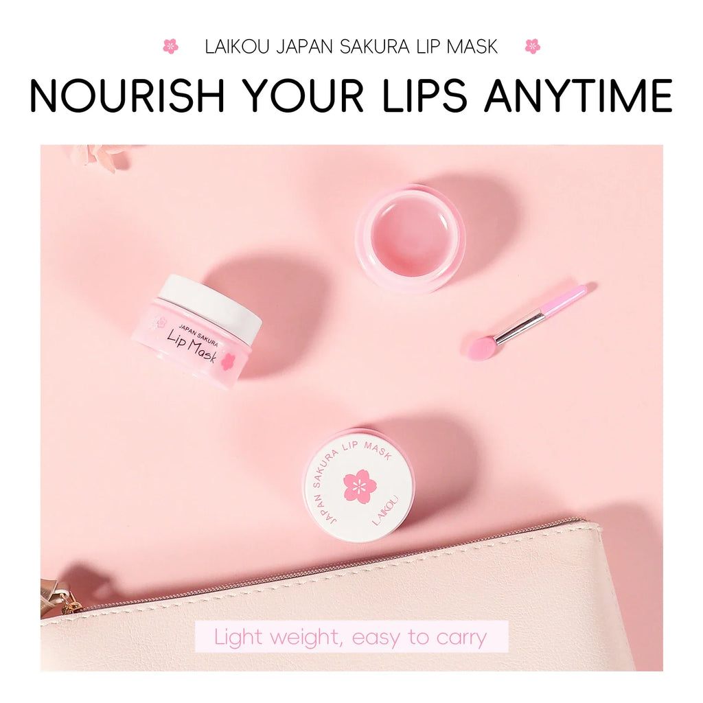 LAIKOU Sakura Lip Mask - Overnight Hydrating Lip Balm for Plump Lip Lines Beauty Care