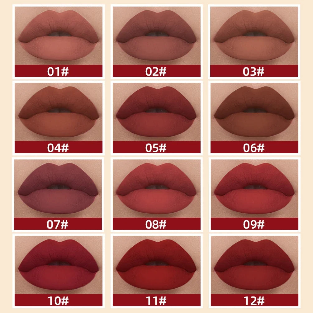 QIBEST Liquid Lipstick Waterproof Velvet Nude Matte Sexy Red Lip Gloss Long Lasting Nonstick Lip Stain Makeup 24 Colors Hots