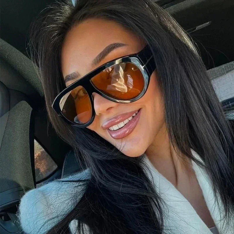 2024 New Fashion Big Frame Pilot Brown Sunglasses Women Men Brand T Outdoor Sun Glasses Female Shade Oculos De Sol Gifts
