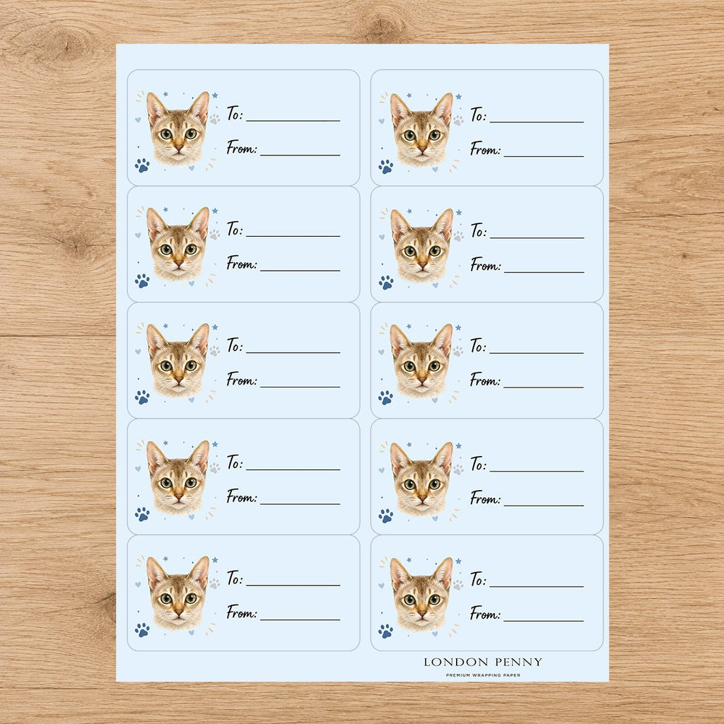 Singapura Pawprint Wishes Gift Tag Sticker Sheet