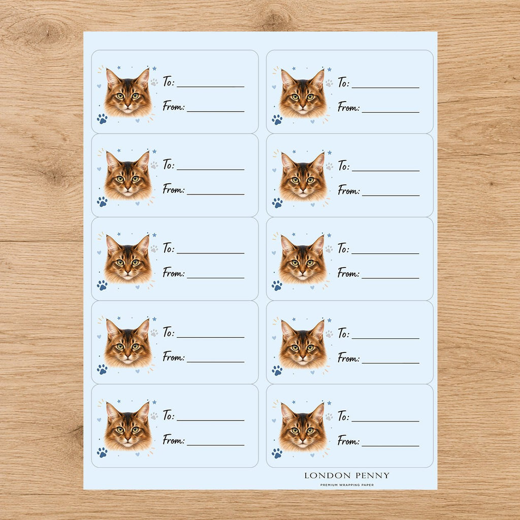 Somali Pawprint Wishes Gift Tag Sticker Sheet