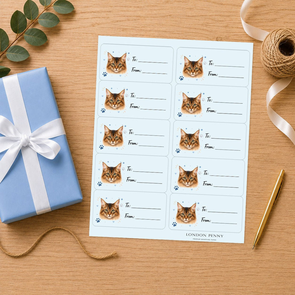 Somali Pawprint Wishes Gift Tag Sticker Sheet