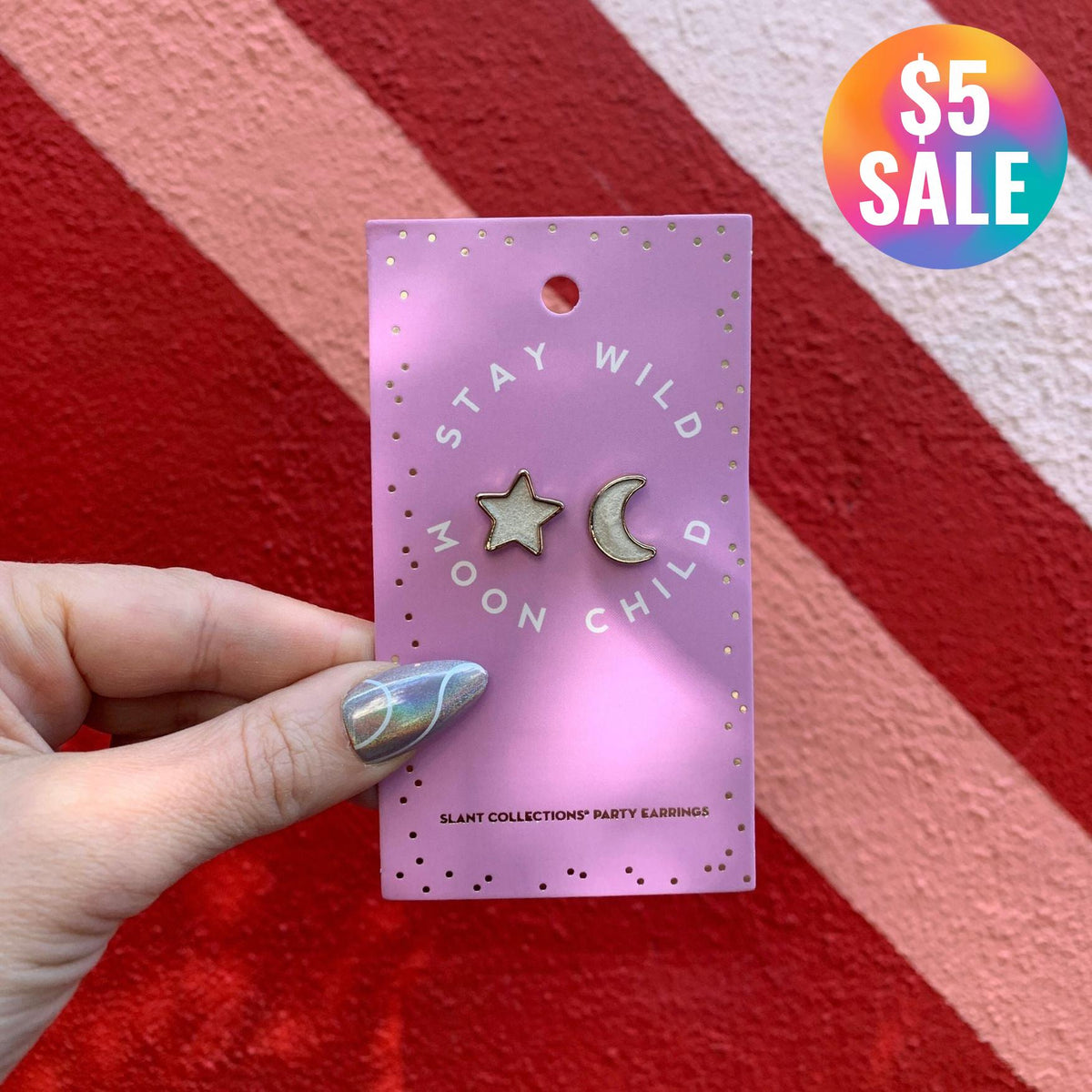 Stay Wild Moon Child Stud Earrings | Mismatched Moon and Star Earrings | Gift for Her