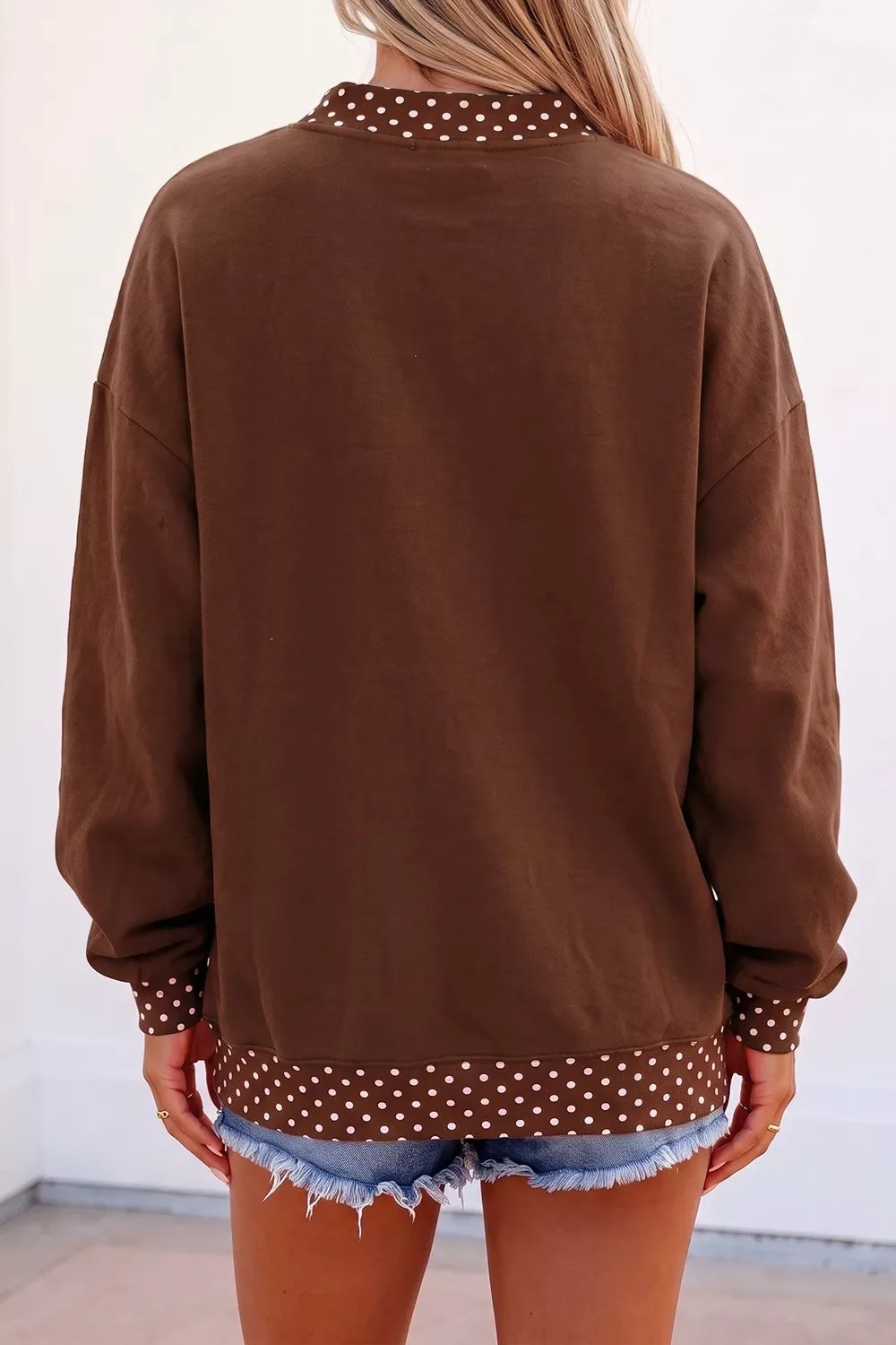 'HOWDY' Graphic Polka Dot Trim Sweatshirt