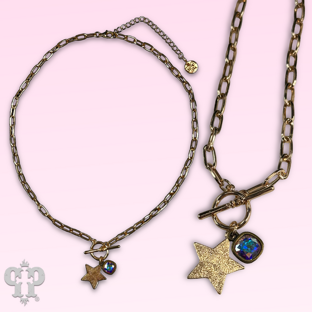 Gold star necklace with crystals from Swarovski® - LC