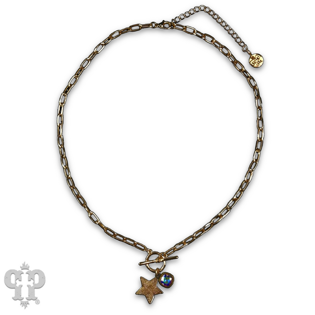 Gold star necklace with crystals from Swarovski® - LC