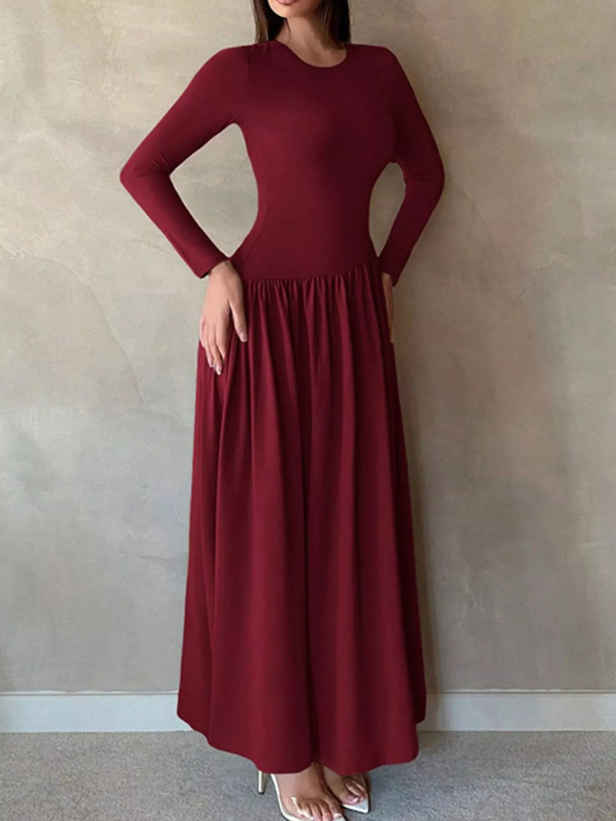 Long Sleeve A-Line Maxi Dress