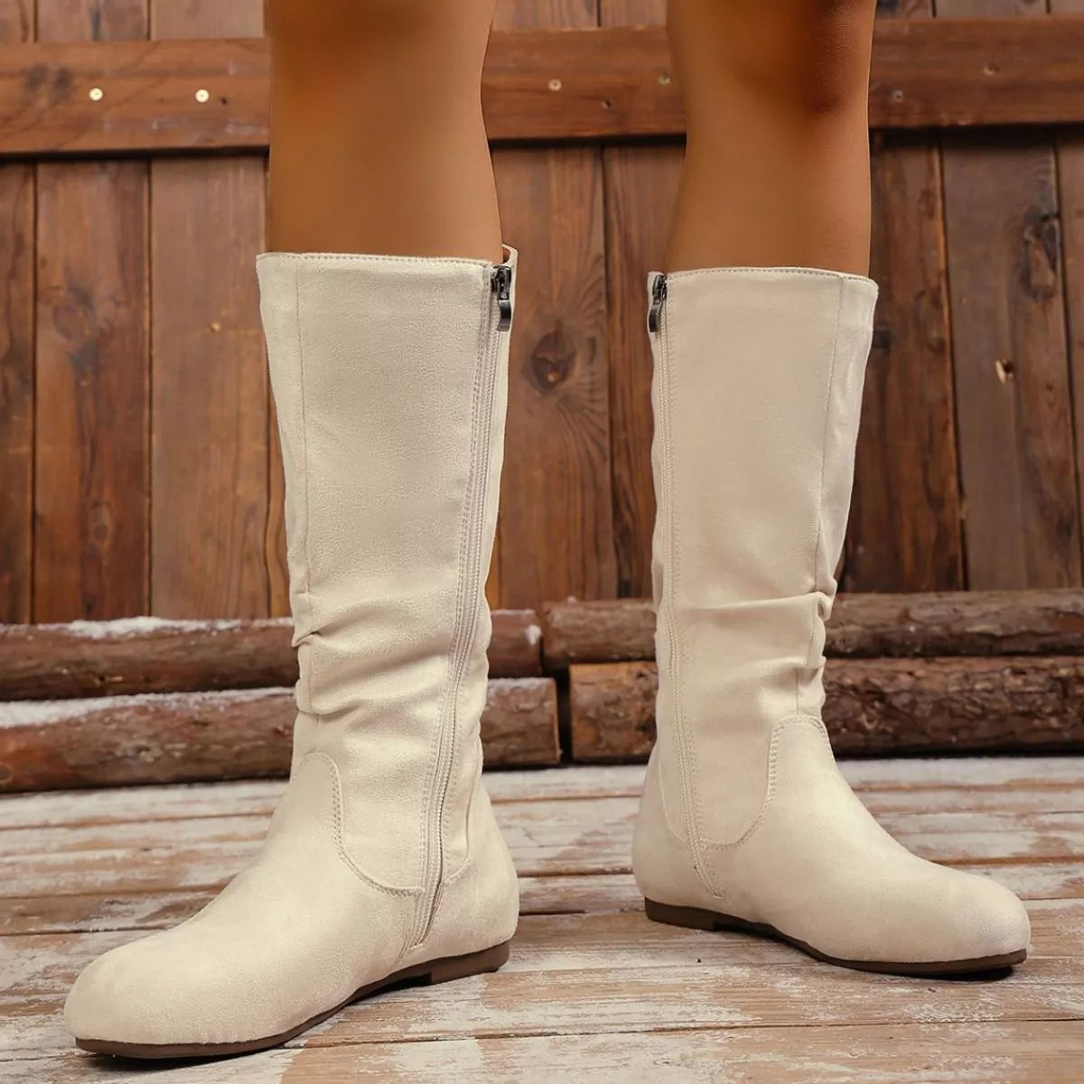 Round Toe Side Zip Boots