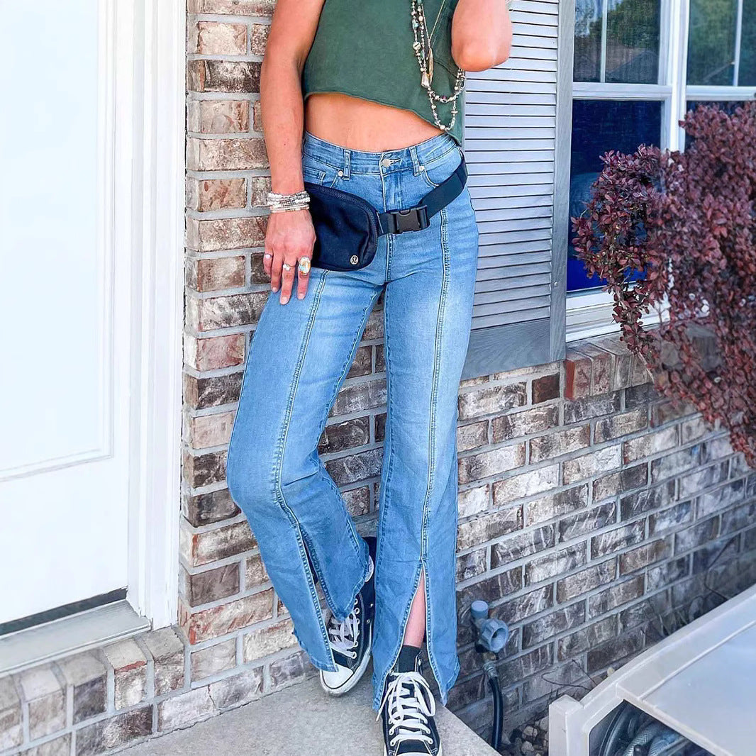 Womens Stylish Slim-fit Blue Jeans
