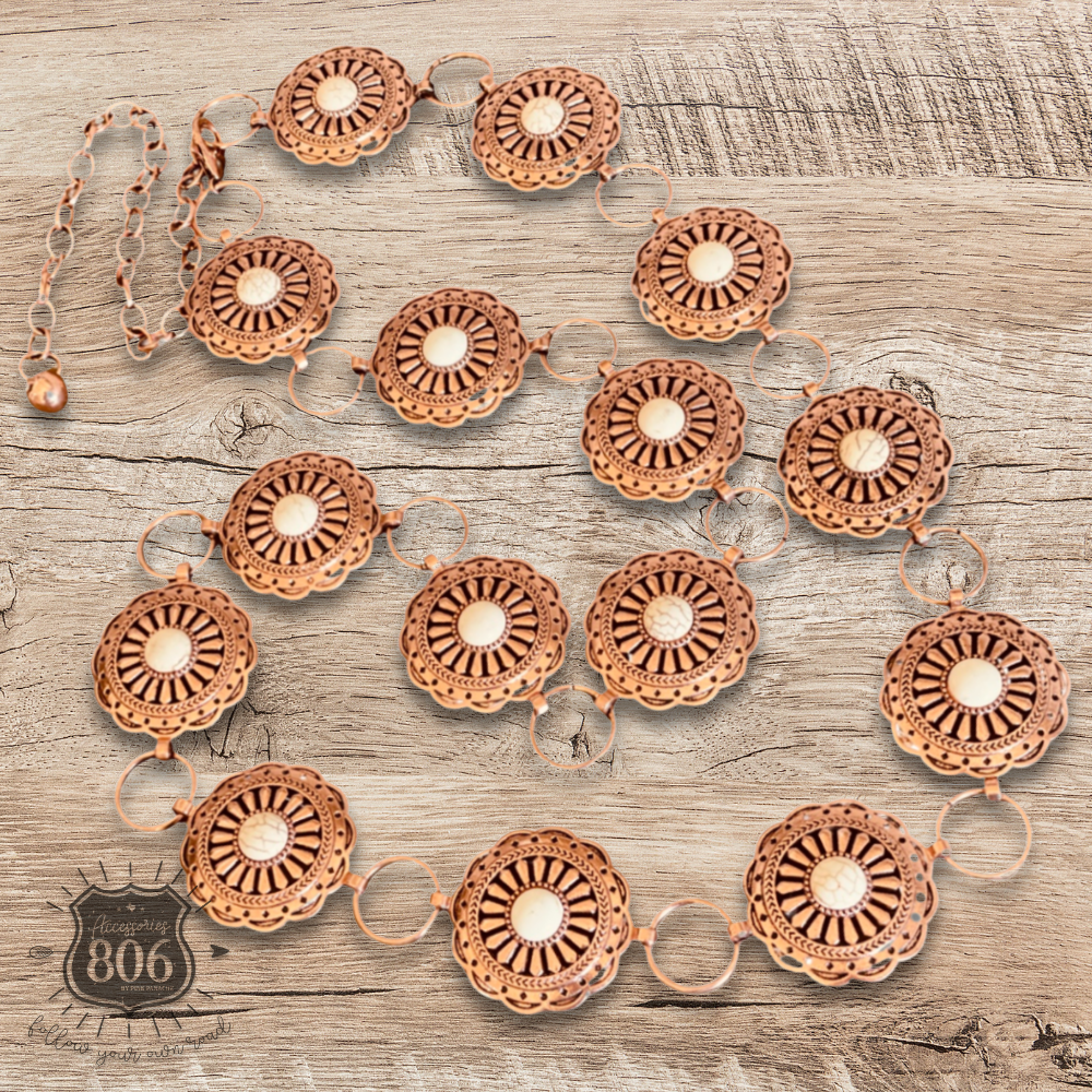 Western round stone concho belt