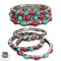Three piece stone stretch bracelet set