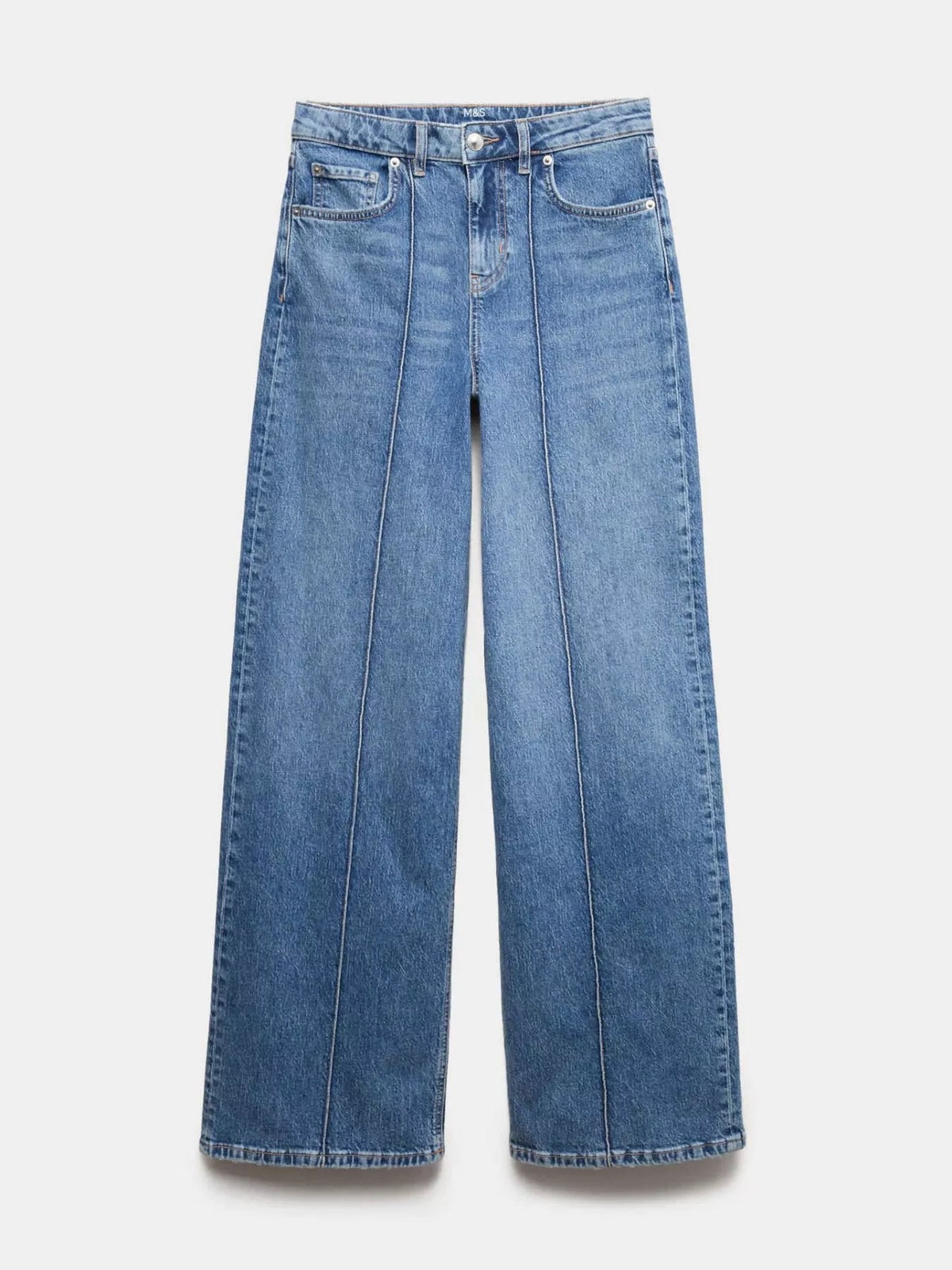 Wide Leg Jeans with Front Seam Detail