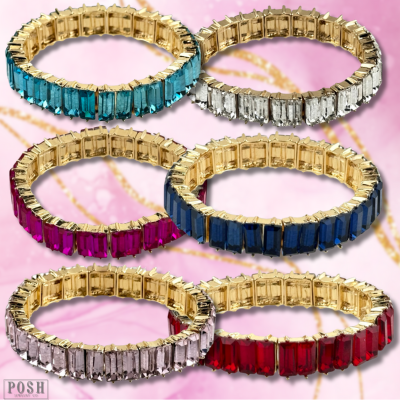 Double rectangle rhinestone bracelet