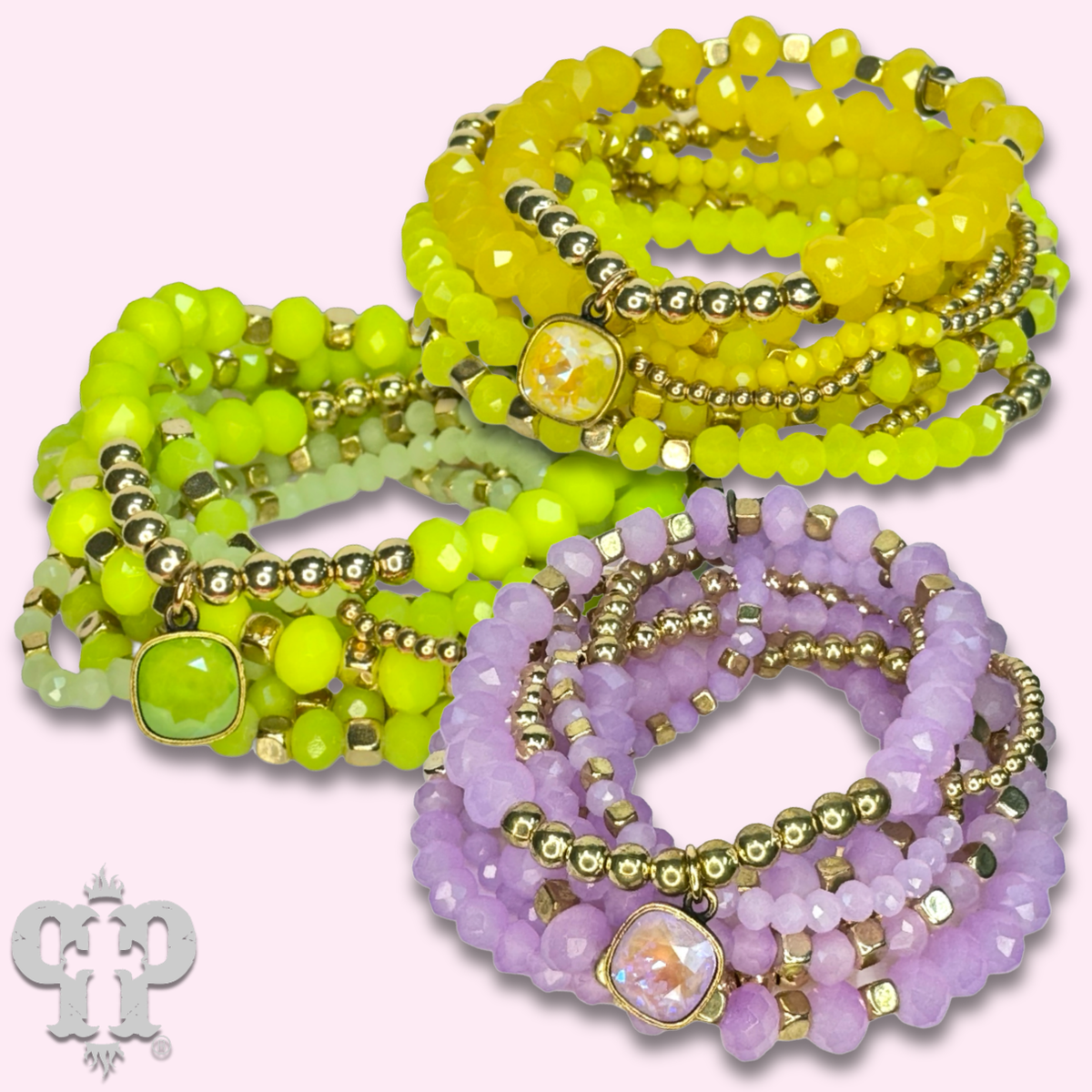 Beaded bracelet stack set with a crystal from Swarovski®- LC
