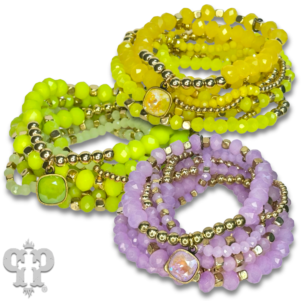 Beaded bracelet stack set with a crystal from Swarovski®- LC