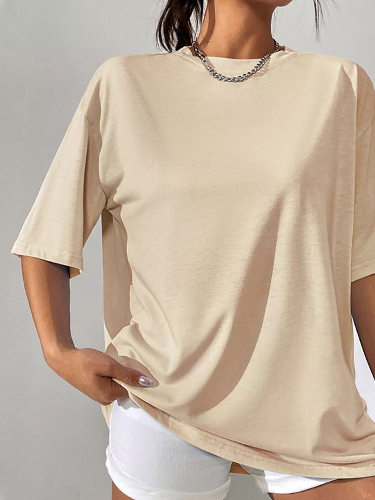 Oversized Solid Color Casual T-Shirt