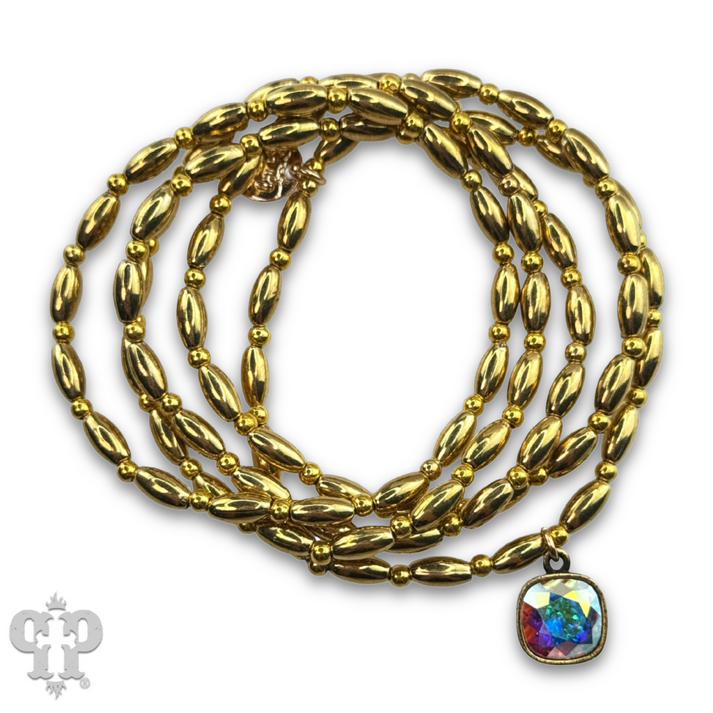 Rice bead bracelet with a crystal from Swarovski®