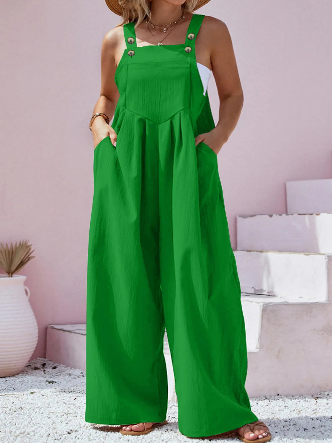 Square Neck Wide Leg Overalls
