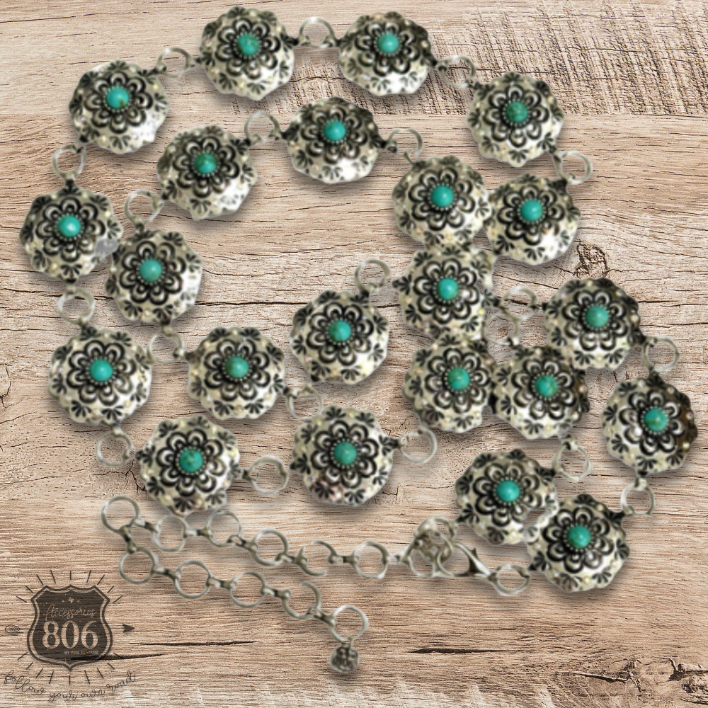 Western scalloped concho link belt