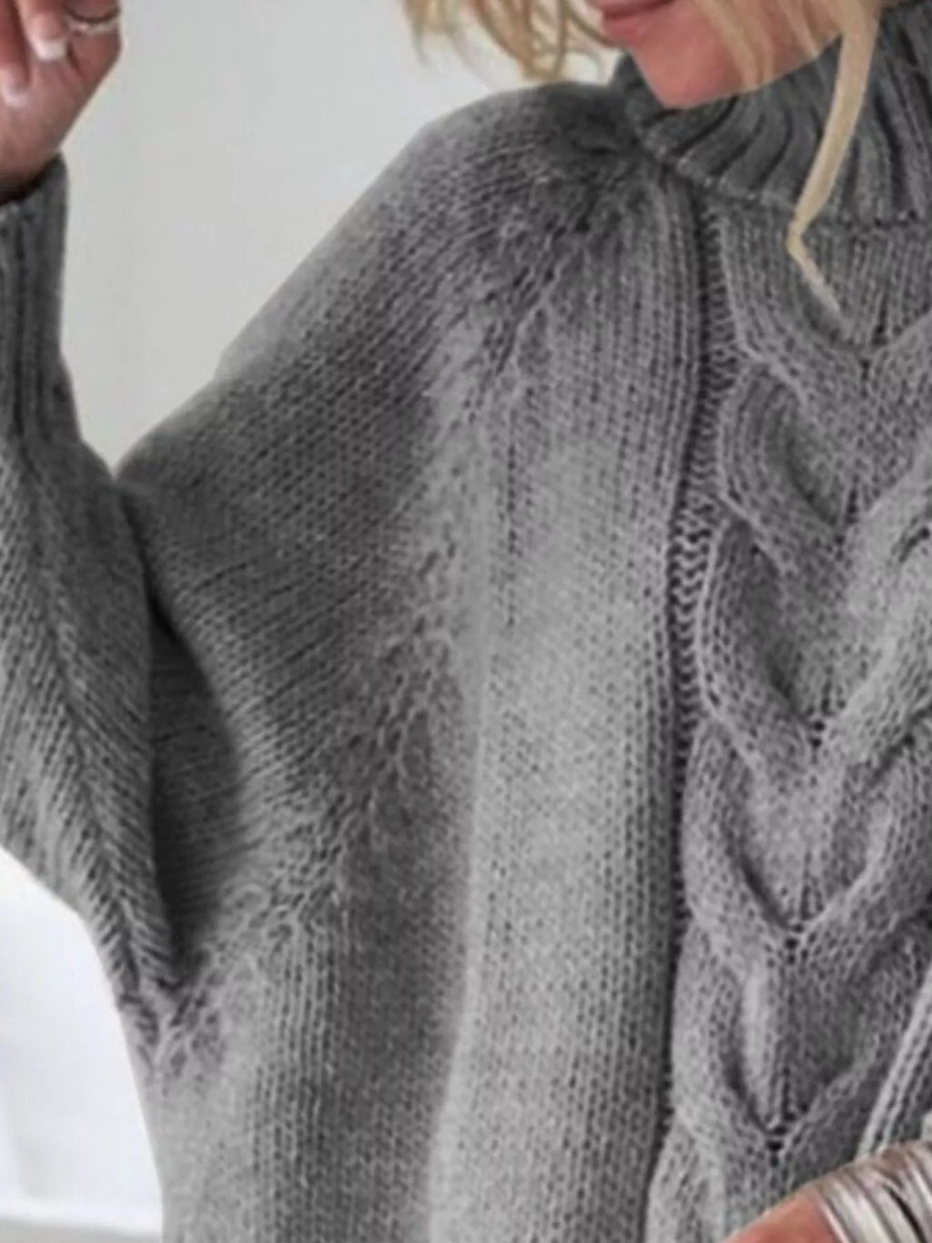 Full Size Cable-Knit Long Sleeve Sweater Plus Size