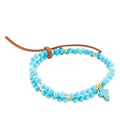 Blue Magnesite Golden Charm Stretch Bracelet Set