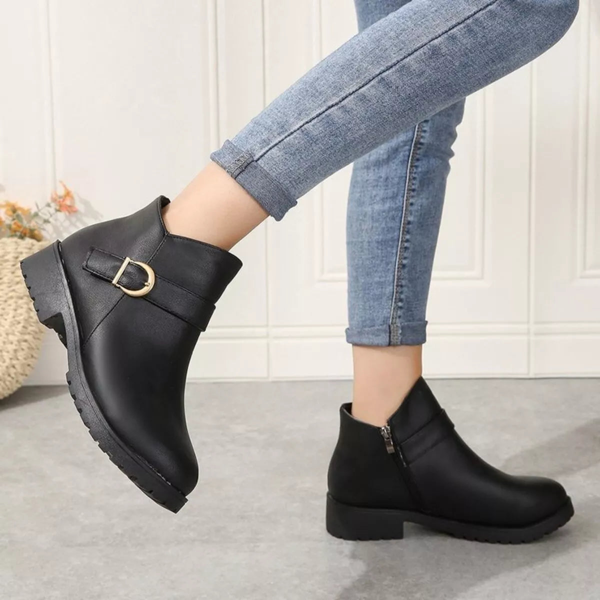 Buckle Accent Ankle Boots