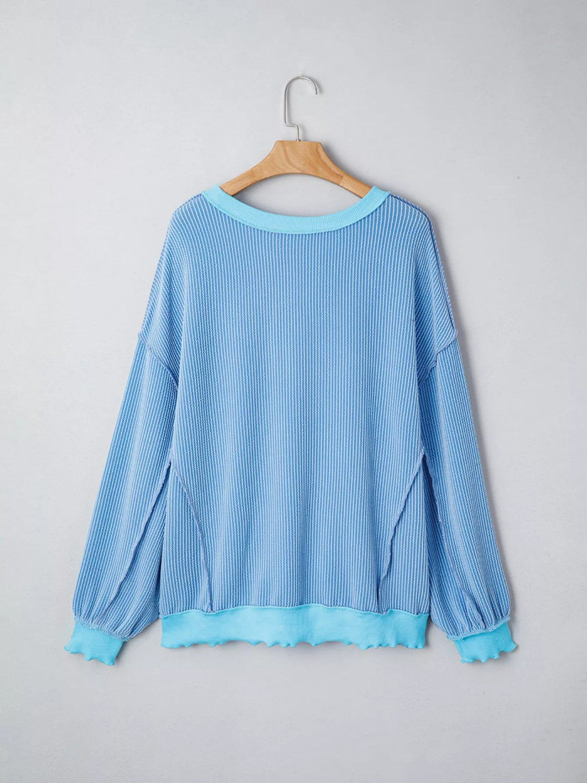 Twisted Rib Uneven Hem Drop Shoulder Loose Knit Top