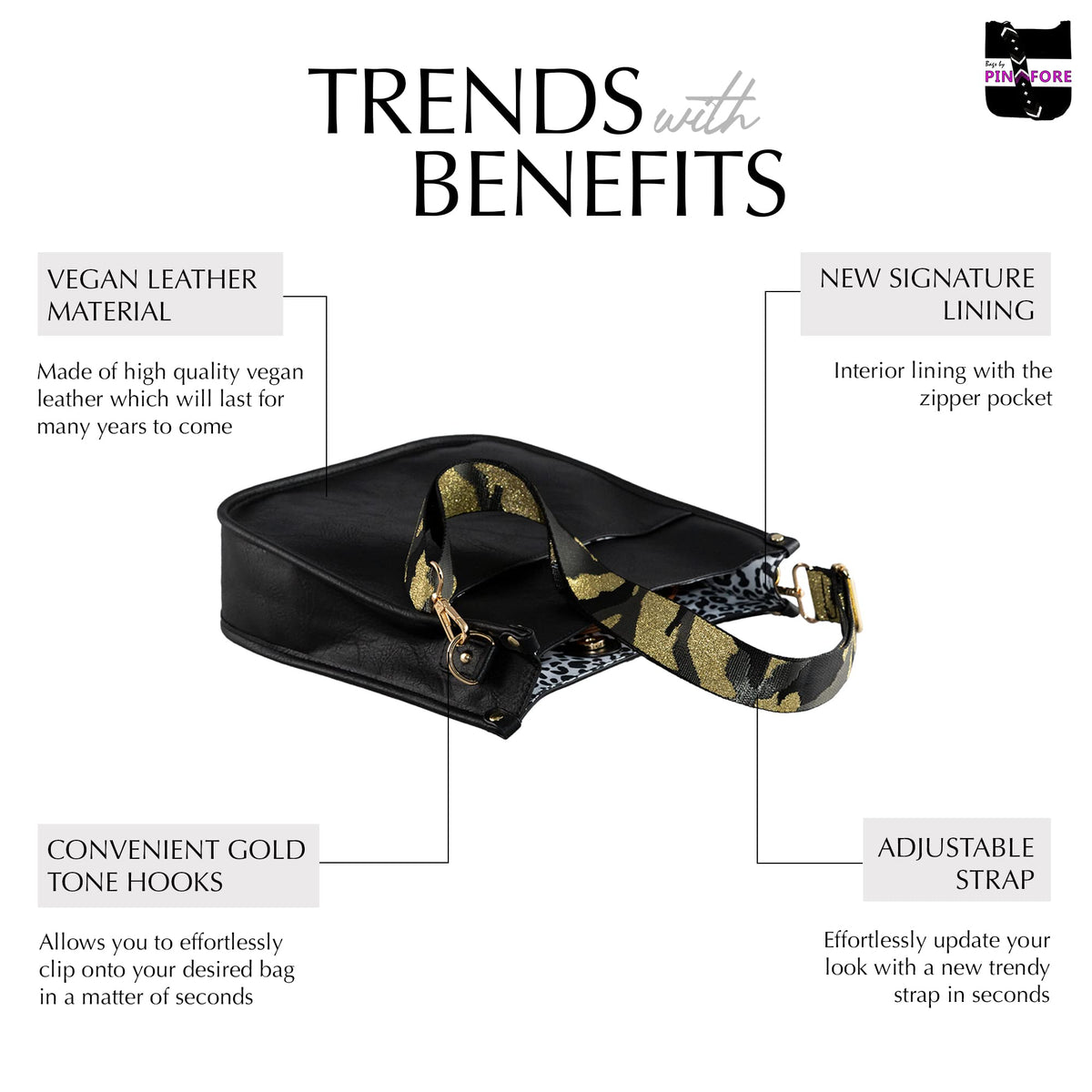 Buy 1, Get 1 FREE Vegan Leather Crossbody Bag w/ Interchangeable Strap — 7 Colors — Buy 1, Get 1 FREE