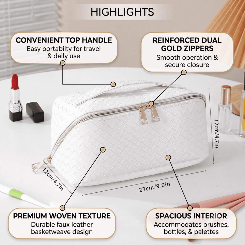 Compact Makeup & Toiletry Bag – Travel Organizer with Brush Slot