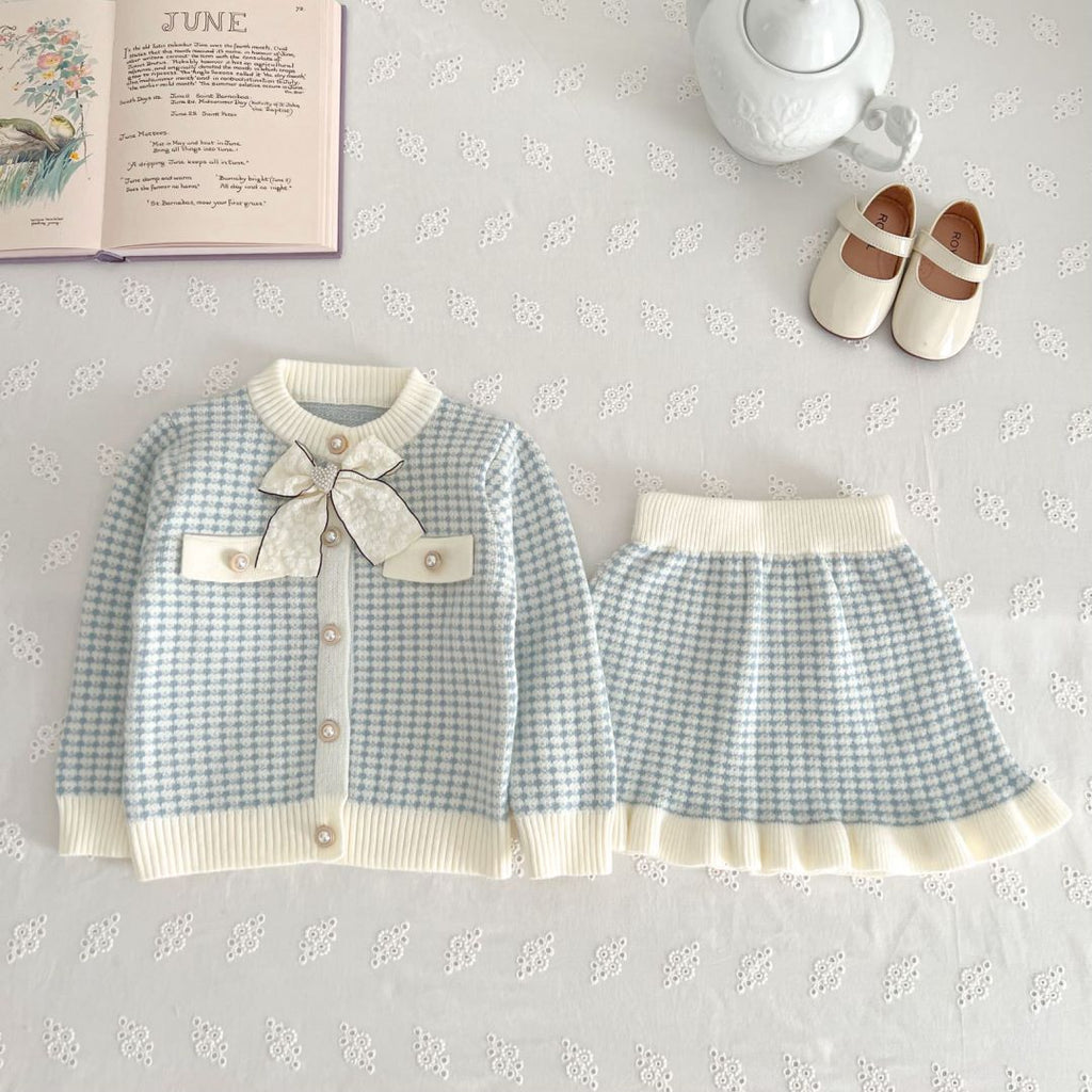 Kids' Sweater Skirt Knitted Cardigan Baby Two-piece Suit