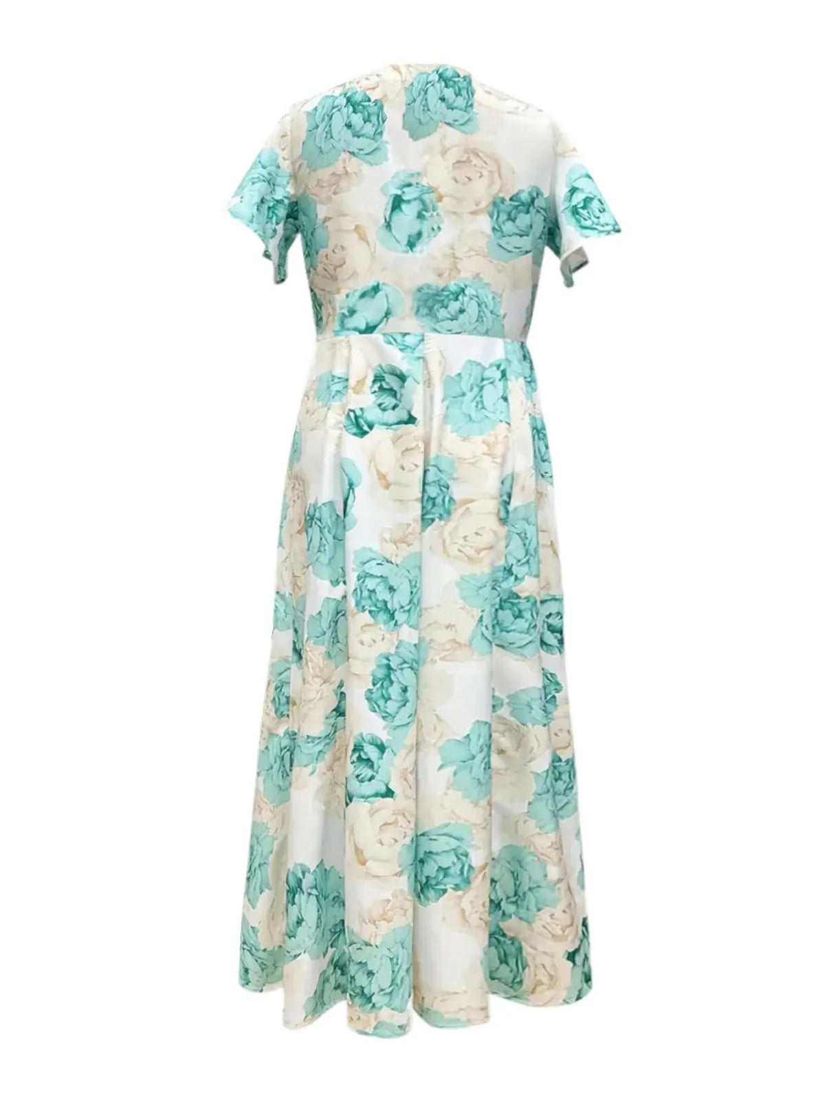 Floral Print V-Neck Maxi Dress with Flutter Sleeves