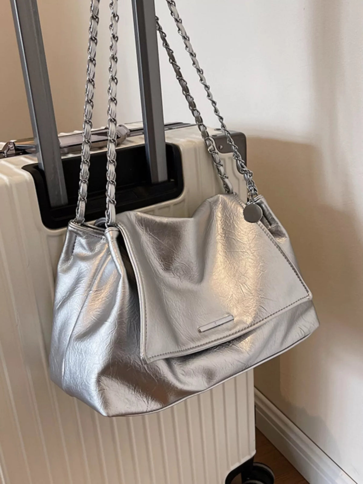 Chain Accent Flap Shoulder Bag