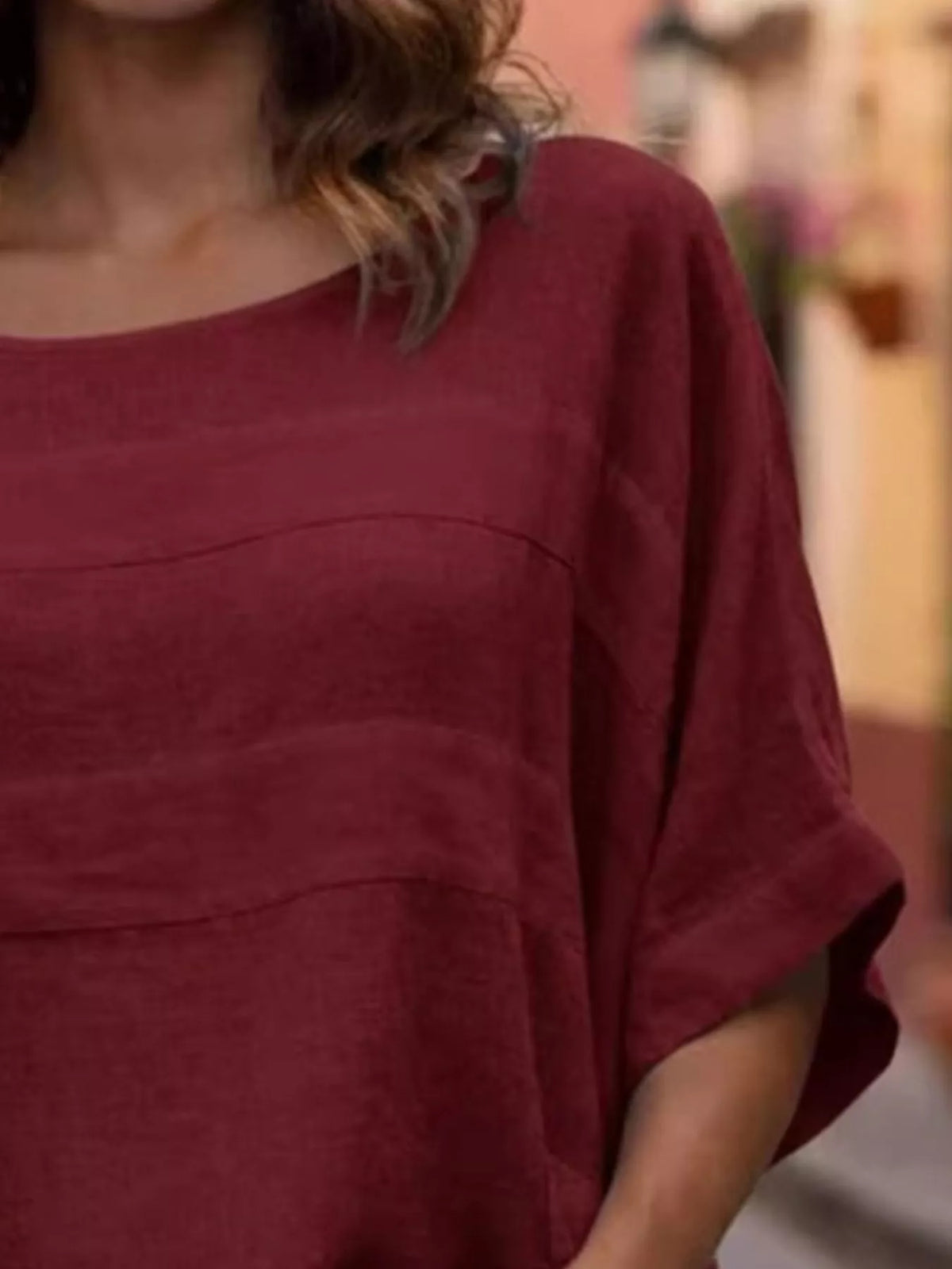 Full Size Casual Loose Round Neck Blouse Plus Size