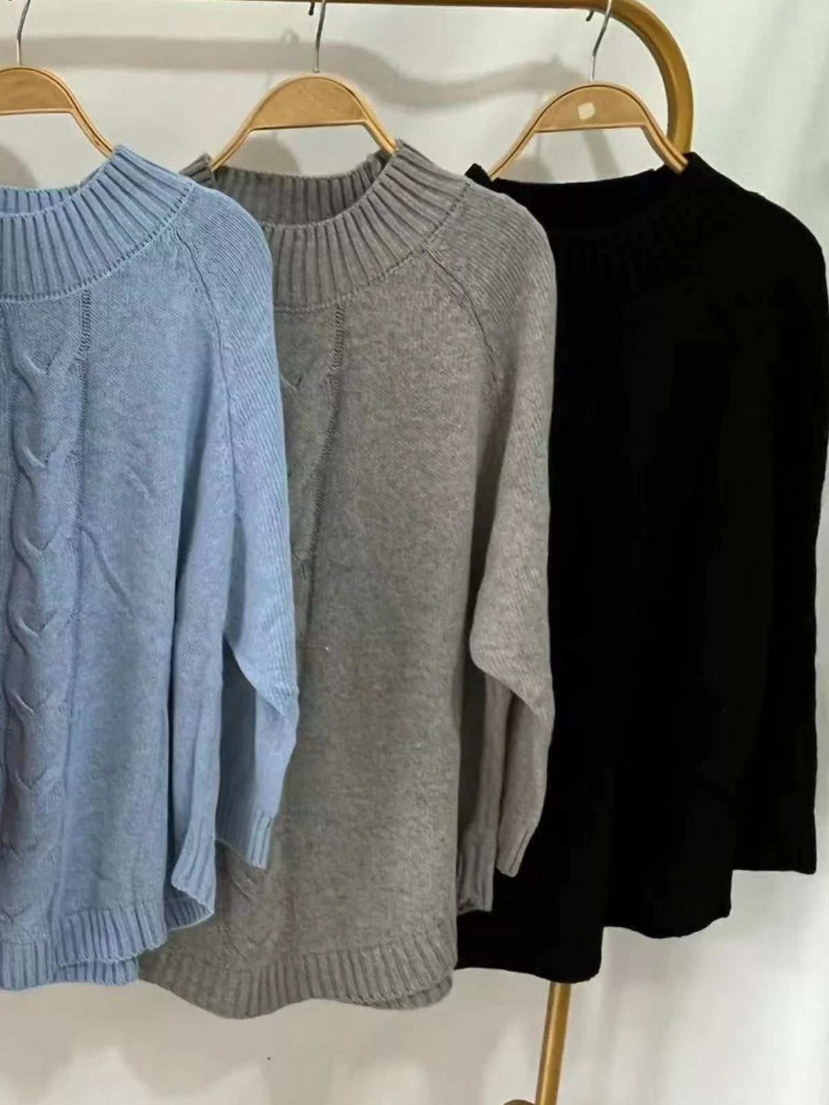 Full Size Cable-Knit Long Sleeve Sweater Plus Size