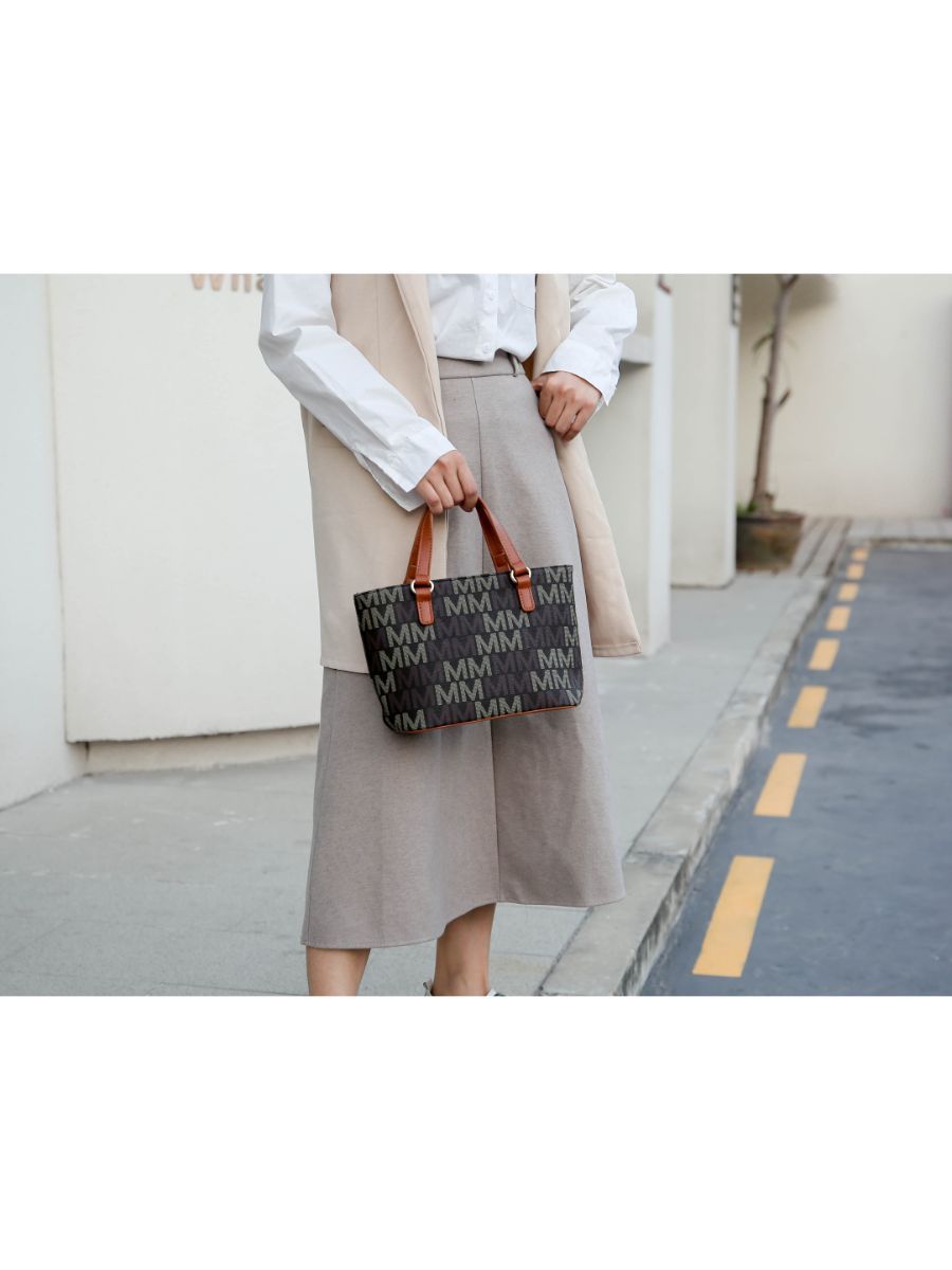 MKF Collection Lady II M Signature Large Tote, Small Tote & Wallet Set, Stylish Womens Handbag M Design by Mia K